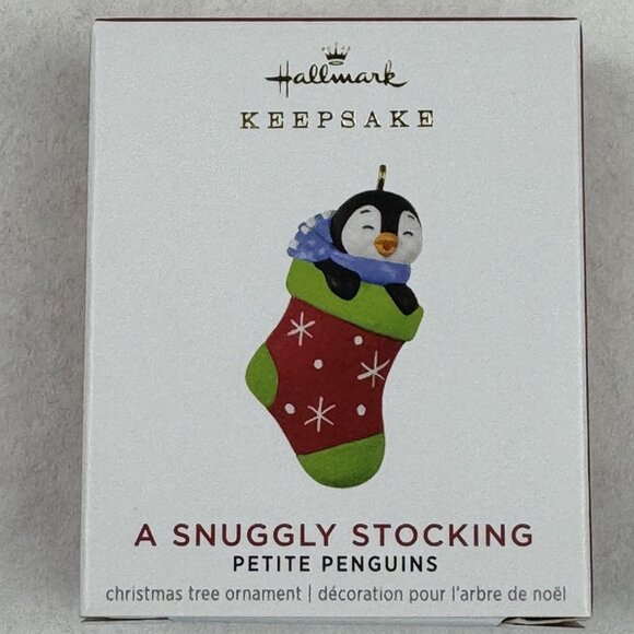 Hallmark 2021 Petite Penguins 6th Mini 1" Ornament A Snuggly Stocking Christmas - Picture 1 of 10